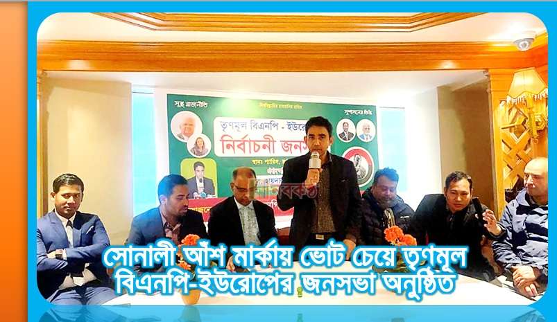 সোনালী আঁশ মার্কায় ভোট চেয়ে তৃণমূল বিএনপি-ইউরোপের জনসভা অনুষ্ঠিত