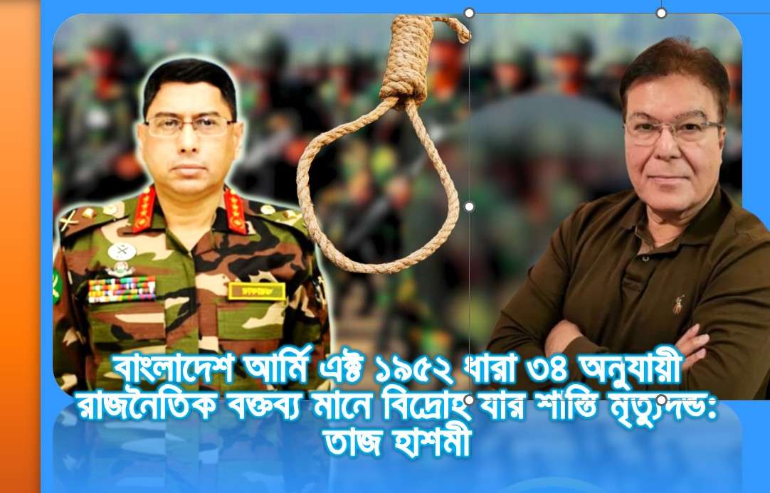 সেনাপ্রধানের রাজনৈতিক বক্তব্য ‘বিদ্রোহ’ হিসেবে গণ্য হতে পারে: তাজ হাশমী